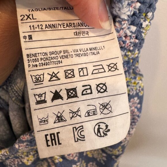 United colors of benetton Floral tiered Blue wide leg pull on pants size 11-12 - Picture 3 of 4